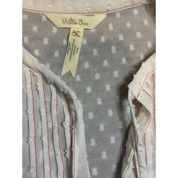 Matilda Jane Women's Light The Way Swiss Dot Tunic Blouse Sz M Cream Sheer - Picture 5 of 8